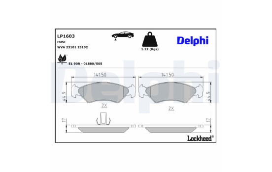 Brake Pad Set, disc brake LP1603 Delphi