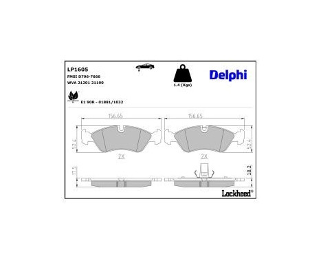 Brake Pad Set, disc brake LP1605 Delphi