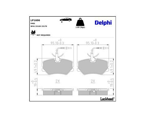 Brake Pad Set, disc brake LP1606 Delphi