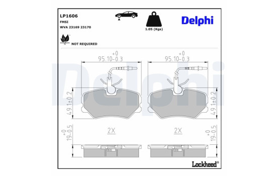 Brake Pad Set, disc brake LP1606 Delphi