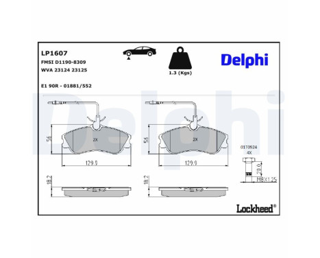Brake Pad Set, disc brake LP1607 Delphi