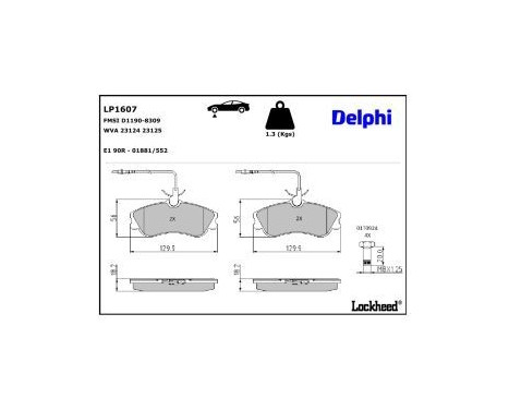 Brake Pad Set, disc brake LP1607 Delphi, Image 3