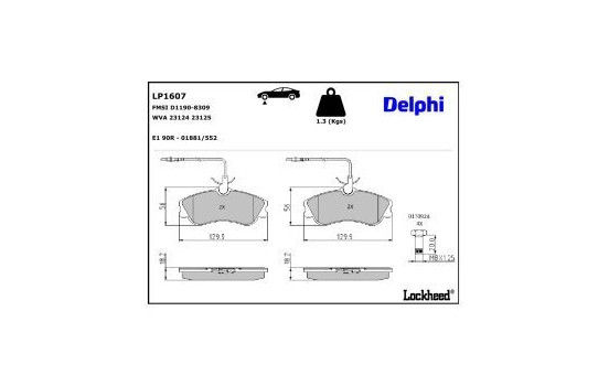 Brake Pad Set, disc brake LP1607 Delphi, Image 3