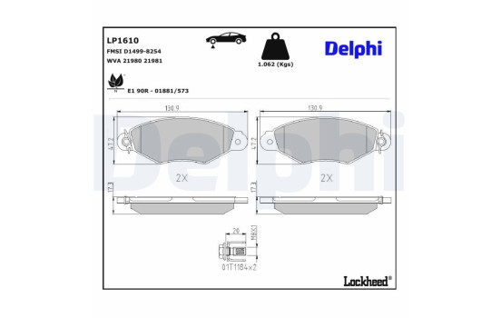 Brake Pad Set, disc brake LP1610 Delphi, Image 4