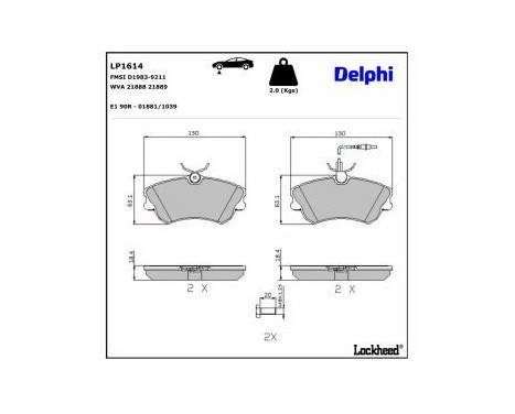 Brake Pad Set, disc brake LP1614 Delphi