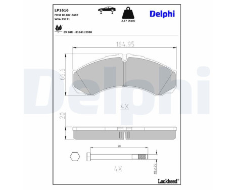Brake Pad Set, disc brake LP1616 Delphi
