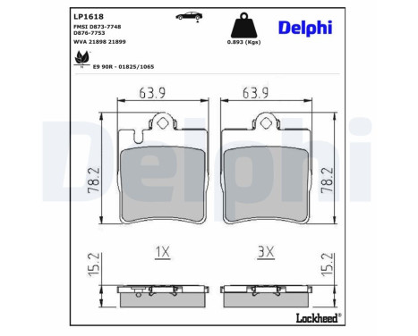 Brake Pad Set, disc brake LP1618 Delphi