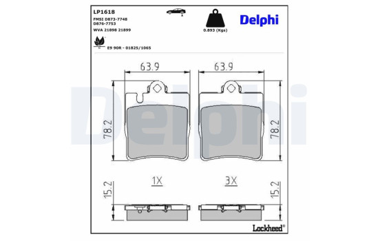 Brake Pad Set, disc brake LP1618 Delphi, Image 3