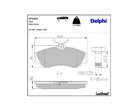 Brake Pad Set, disc brake LP1624 Delphi