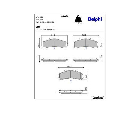 Brake Pad Set, disc brake LP1625 Delphi