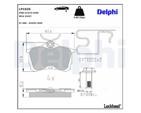 Brake Pad Set, disc brake LP1626 Delphi