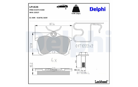 Brake Pad Set, disc brake LP1626 Delphi