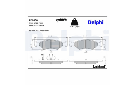 Brake Pad Set, disc brake LP1630 Delphi