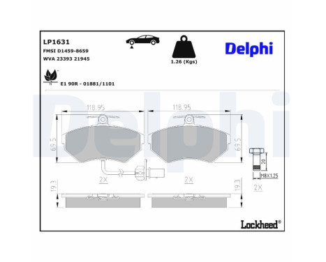 Brake Pad Set, disc brake LP1631 Delphi