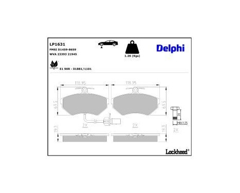 Brake Pad Set, disc brake LP1631 Delphi, Image 4