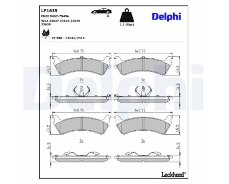 Brake Pad Set, disc brake LP1635 Delphi
