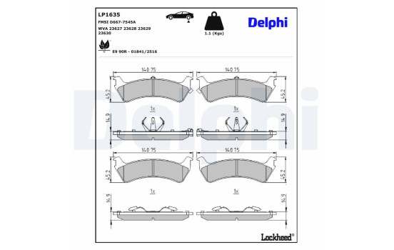 Brake Pad Set, disc brake LP1635 Delphi