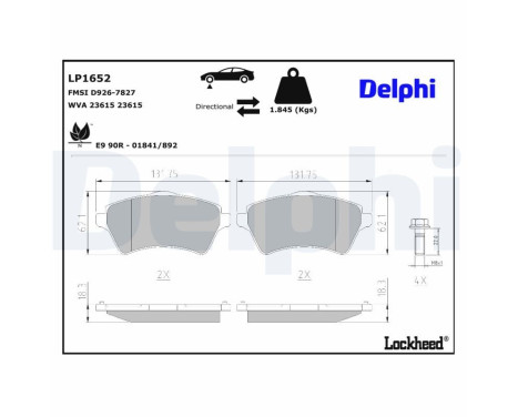 Brake Pad Set, disc brake LP1652 Delphi