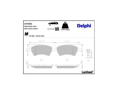 Brake Pad Set, disc brake LP1652 Delphi, Image 3