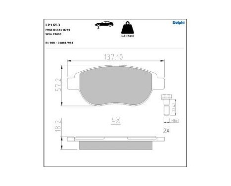 Brake Pad Set, disc brake LP1653 Delphi, Image 5
