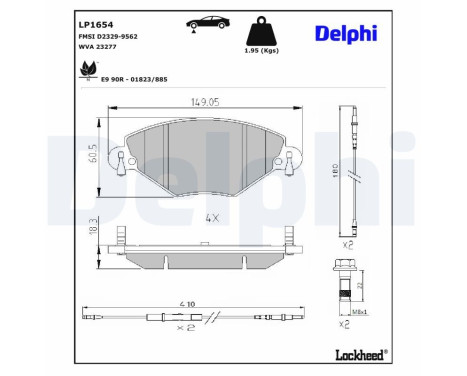 Brake Pad Set, disc brake LP1654 Delphi