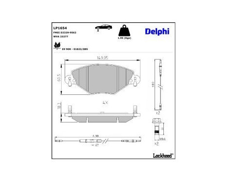 Brake Pad Set, disc brake LP1654 Delphi