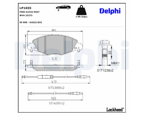 Brake Pad Set, disc brake LP1655 Delphi