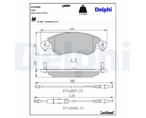 Brake Pad Set, disc brake LP1656 Delphi