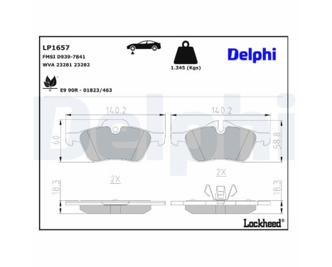 Brake Pad Set, disc brake LP1657 Delphi