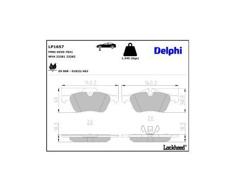 Brake Pad Set, disc brake LP1657 Delphi, Image 3