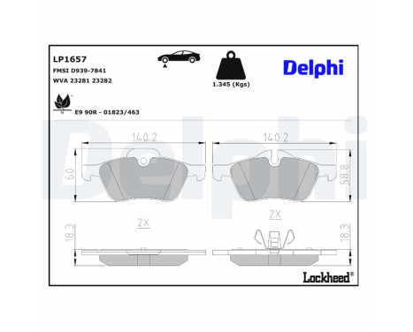Brake Pad Set, disc brake LP1657 Delphi, Image 3