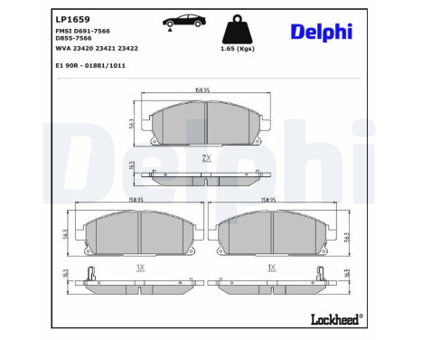 Brake Pad Set, disc brake LP1659 Delphi