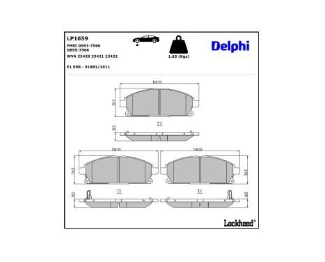 Brake Pad Set, disc brake LP1659 Delphi
