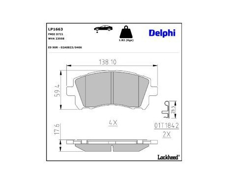 Brake Pad Set, disc brake LP1663 Delphi