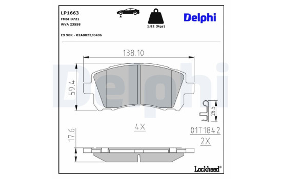 Brake Pad Set, disc brake LP1663 Delphi