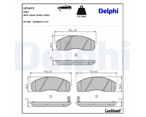 Brake Pad Set, disc brake LP1671 Delphi