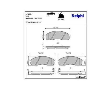 Brake Pad Set, disc brake LP1671 Delphi