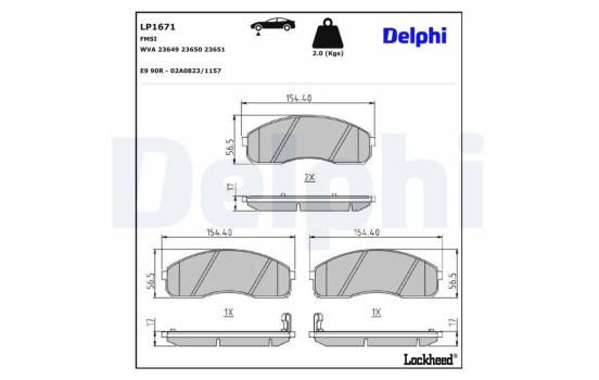 Brake Pad Set, disc brake LP1671 Delphi