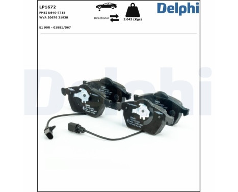 Brake Pad Set, disc brake LP1672 Delphi, Image 2