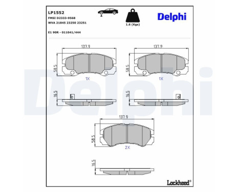 Brake Pad Set, disc brake LP1672 Delphi, Image 4