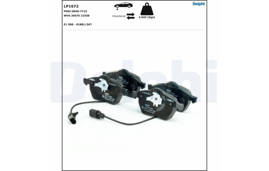 Brake Pad Set, disc brake LP1672 Delphi, Image 4