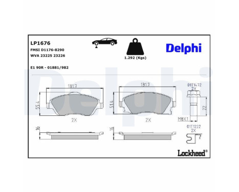 Brake Pad Set, disc brake LP1676 Delphi