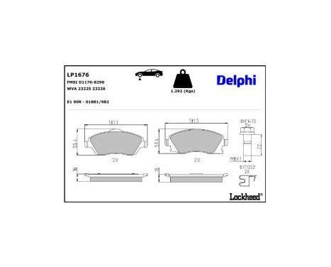 Brake Pad Set, disc brake LP1676 Delphi, Image 4