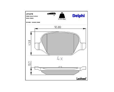 Brake Pad Set, disc brake LP1678 Delphi
