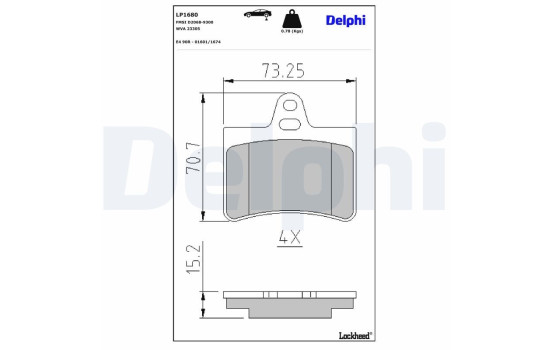 Brake Pad Set, disc brake LP1680 Delphi, Image 3