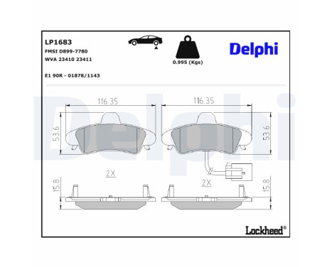 Brake Pad Set, disc brake LP1683 Delphi
