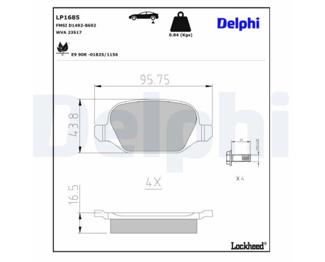 Brake Pad Set, disc brake LP1685 Delphi