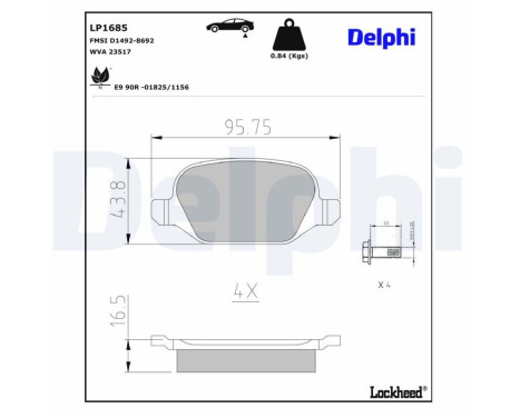 Brake Pad Set, disc brake LP1685 Delphi, Image 3