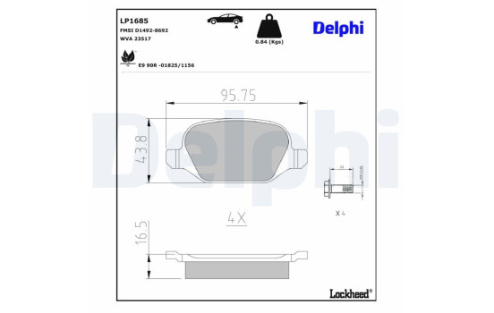 Brake Pad Set, disc brake LP1685 Delphi, Image 3
