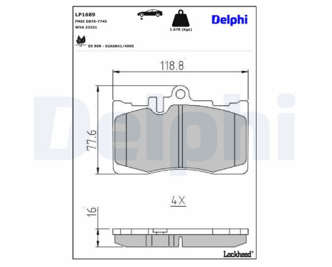 Brake Pad Set, disc brake LP1689 Delphi